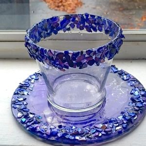 candle holder with matching plate.